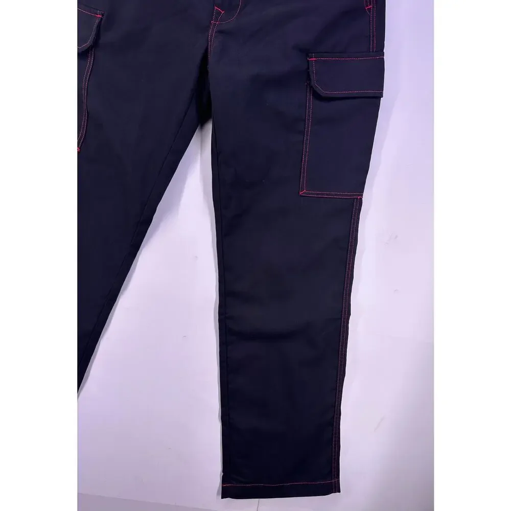 True Religion Jet Black Cargo Jeans Red Accents Size 32